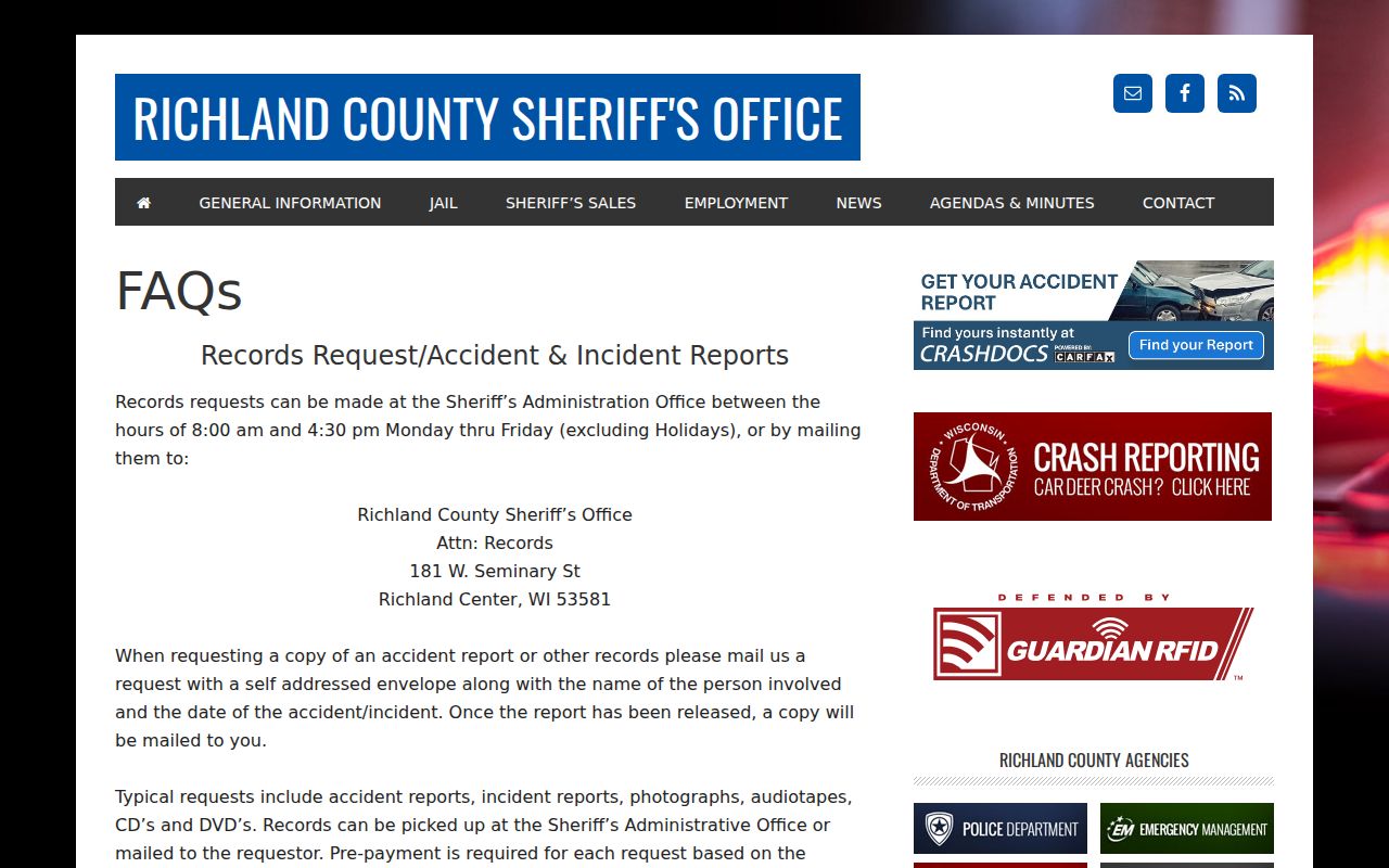 Richland County court case records and sheriff records information