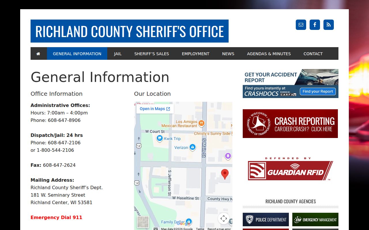 Richland County criminal records information from the Sheriff office