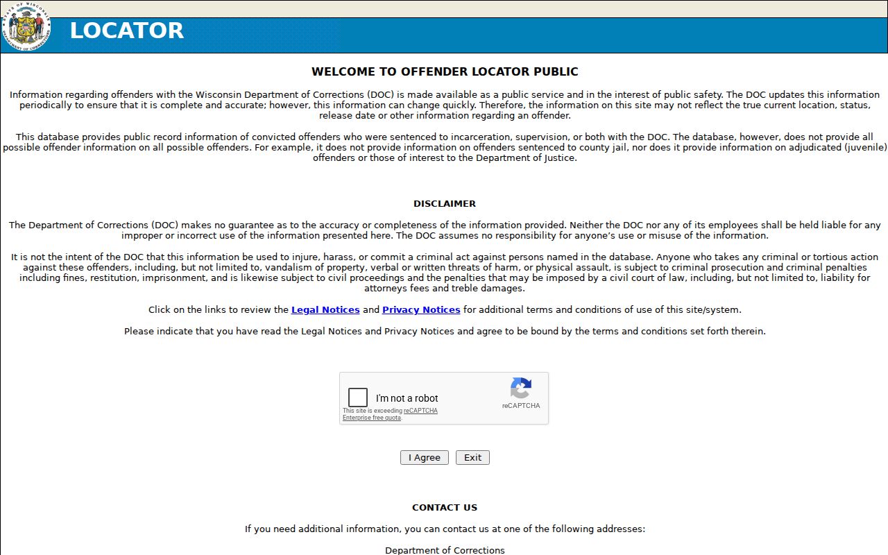 Wisconsin DOC source used for Richland County sex offender lookup