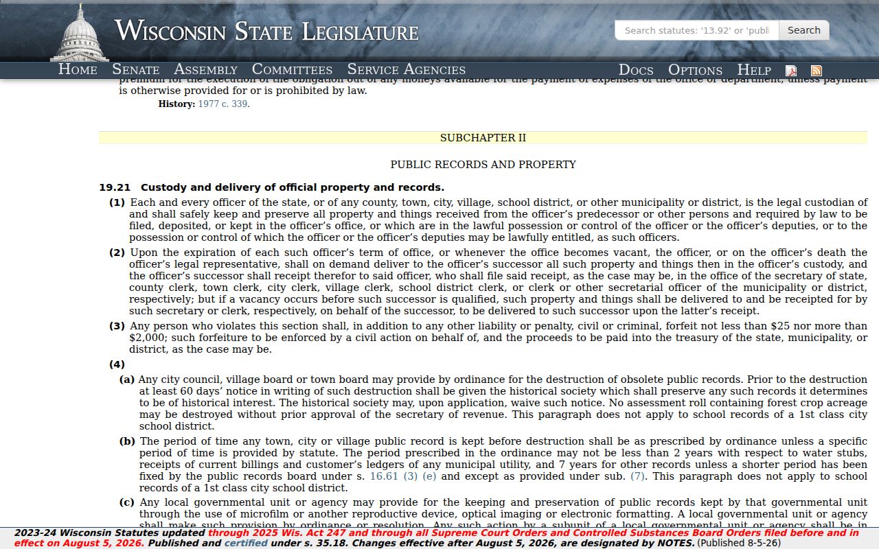 Wisconsin public records law used for Richland County registry access